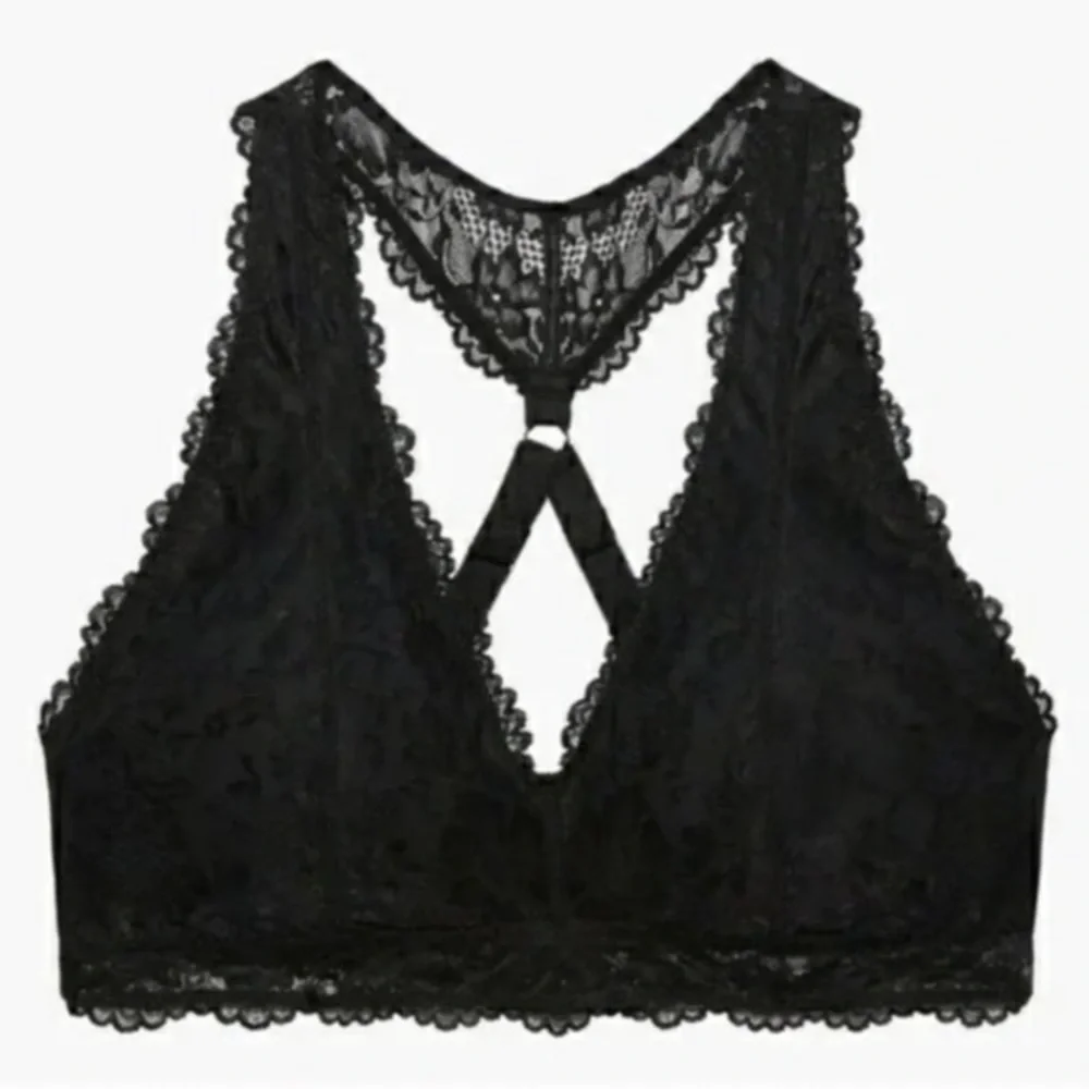 (A4) Savage x Fenty Black Lace‎ Halter Neck Bralette, Size Small, NWT